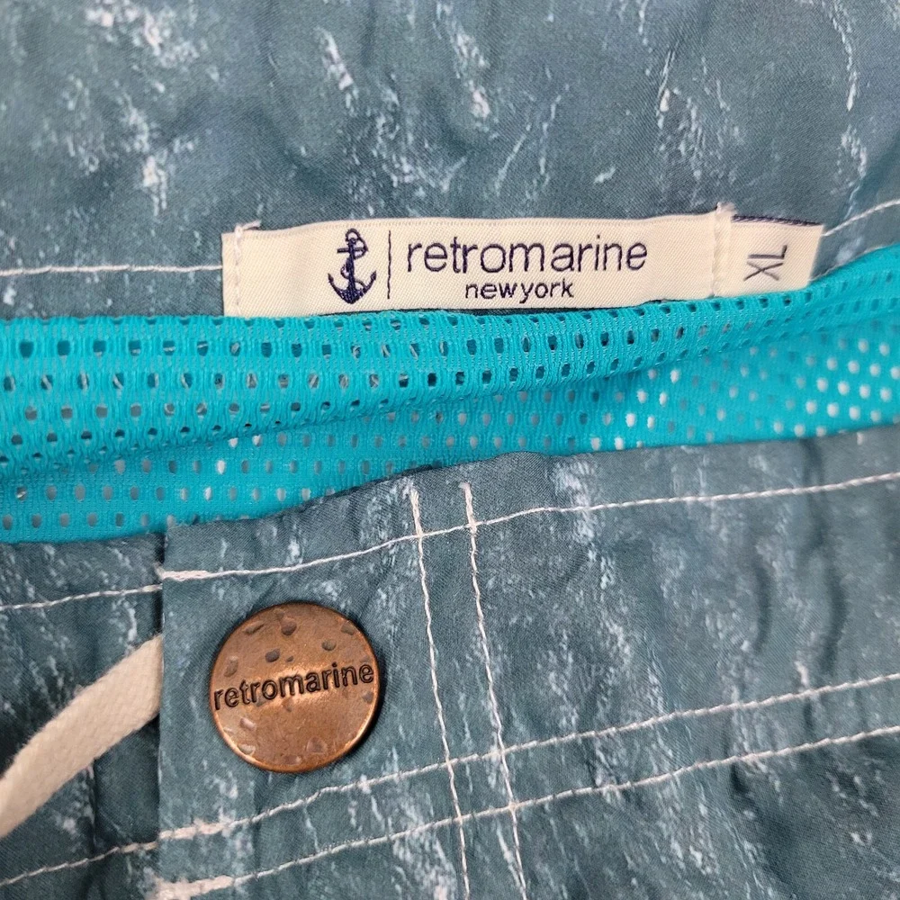 RetroMarine Lined Swimming Trunks Mens XL Blue Intercostal‎ Swim Shorts